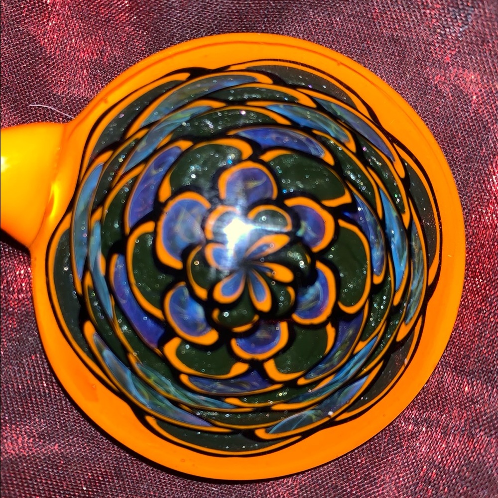 Handmade blown-glass pendant medallion OOAK